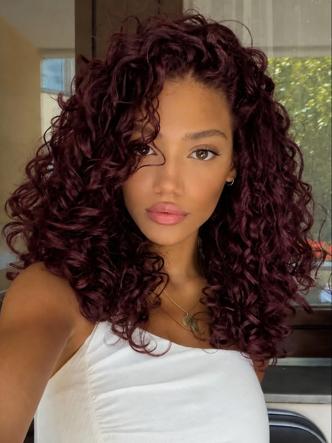 14 Inch Wine Red Deep Curly Lace Front Wig Heat Resistant Synthetic Hair Natural Hairline Glueless Perfect for Daily Wear & Parties