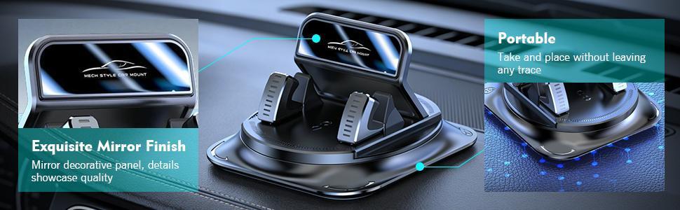 Car Dashboard Phone Holder with Rotating One-Hand Operation Bracket, Auto-Locking Secure Navigation Stand, Anti-Slip Base, Waterproof Easy Clean Mount for Most Phones and Devices