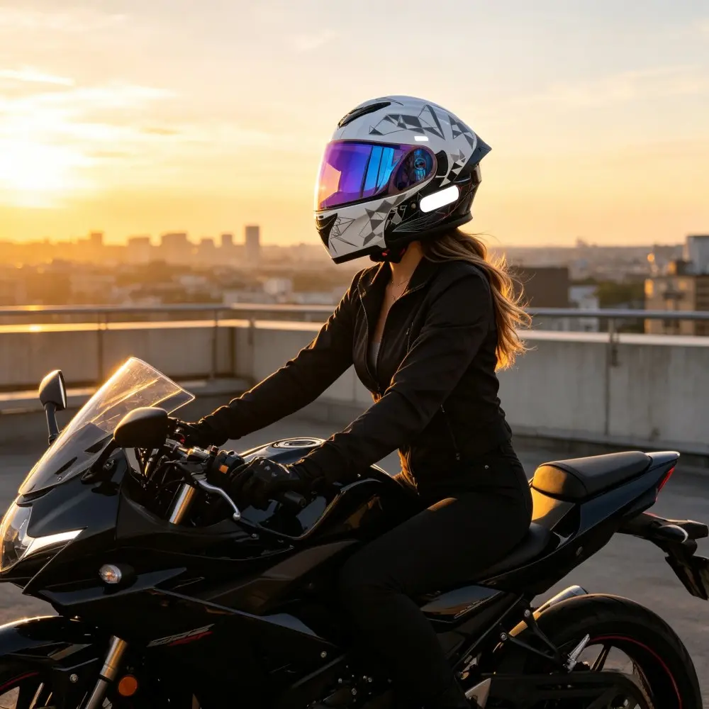 Dot Certified Dual Lens Full Face Motorcycle Helmet, Unisex All-Season Riding Helmet, Universal Fit for Men and Women