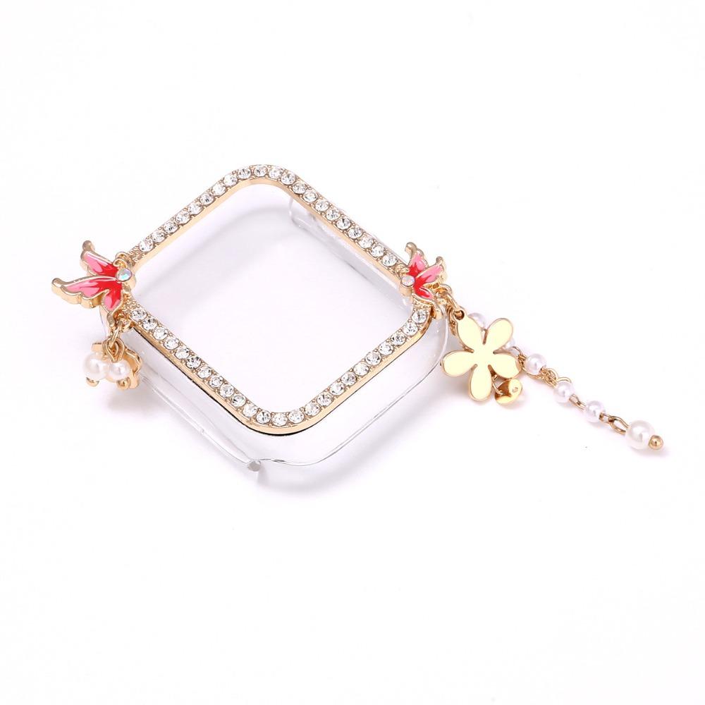 Tassel Pendant Apple Watch Case – DIY PC Protective Cover with Integrated Film for 38–49mm (Series 1–7, SE), Fashion Sparkly Design