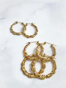 Punk Style Bamboo Joint Design Hoop Earrings, High Quality Earrings, New Style Fashionable Jewelry for Women & Men, Trendy All-match & Exquisite Jewelry for Birthday Gift