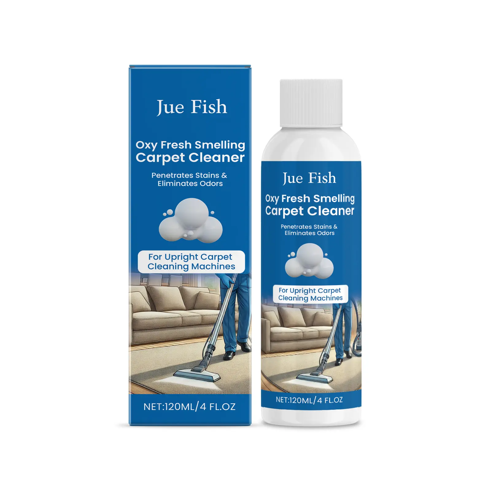 Jue-Fish Carpet Cleaner - Cleans carpet and fabric items, removes stains and coffee oil stains