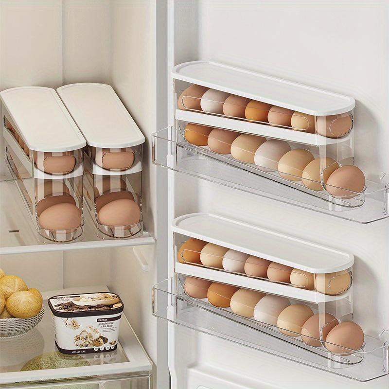 Clear Rolling Egg Storage Box – 1 Count Space-Saving Egg Holder, Durable Stackable Plastic Egg Organizer for Refrigerator, Fridge & Kitchen Accessories, Easy Access Design