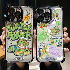 Cartoon Teenages Mutants Ninjas Turtles Plating Phone Case for Samsung S26 S25 S24 S23 S22 FE Edge Plus Ultra 5G for Iphone 17 16 15 14 13 12 11 17Air Plus Pro Promax