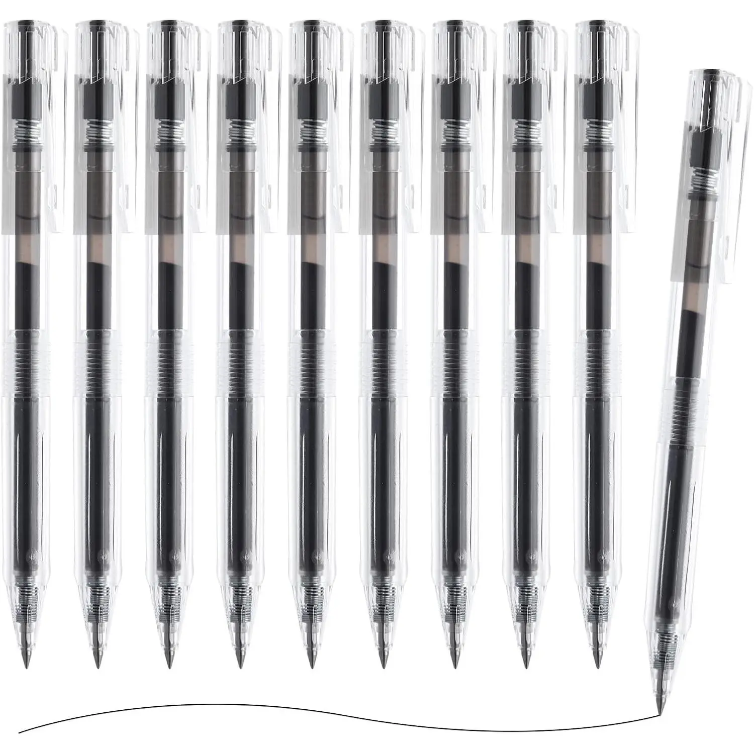 Gel Pens 10 count, 0.5mm Retractable Black Ink Gel Pen Fine Point Smooth Writing, Gel Ink Pen with Quick Drying Ink for Journaling and Note Taking, Minimalist Gel Pens for Office School