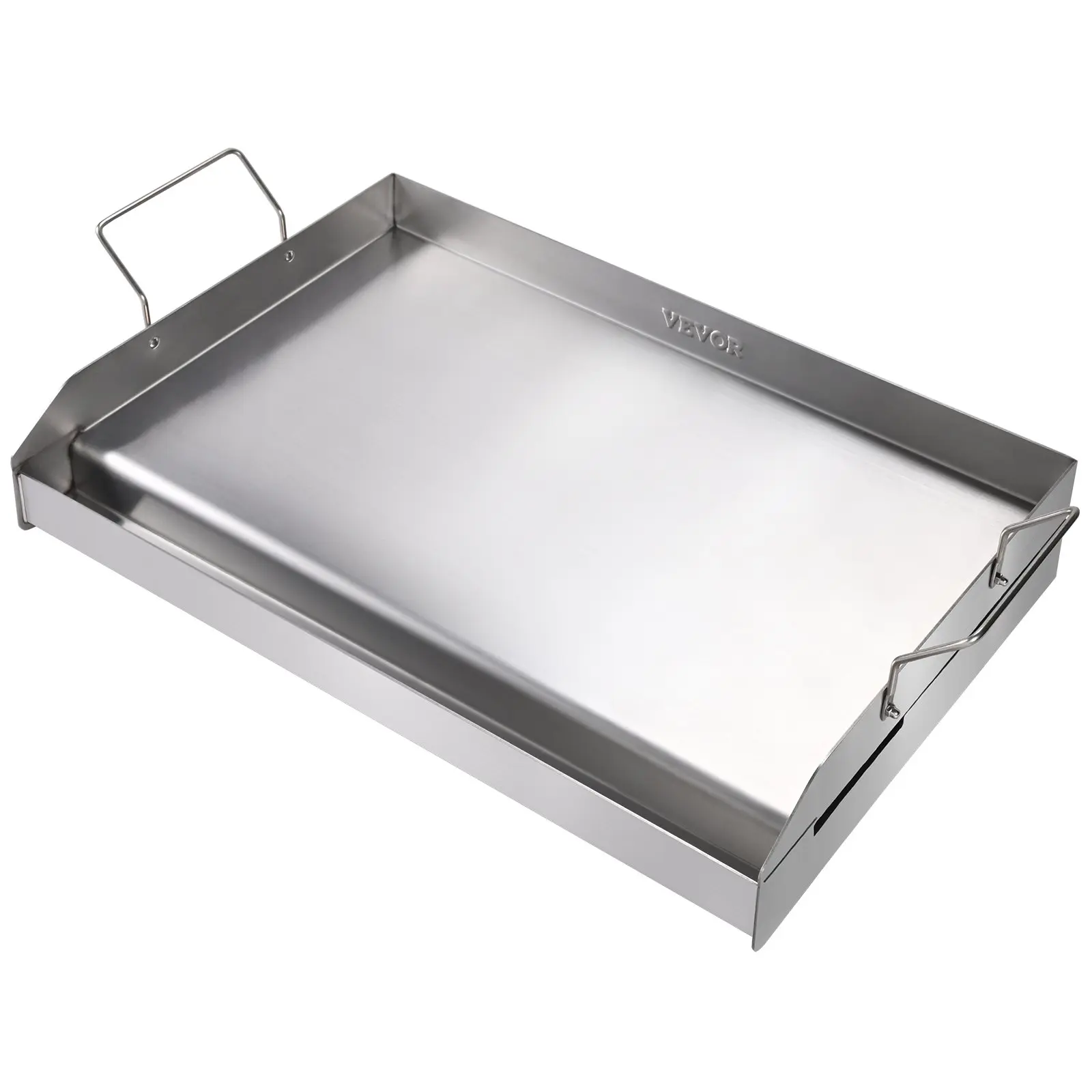 【DealsForYouDays】VEVOR Stove Top Griddle, 23.5" x 16" Pre-Seasoned Stainless Steel Griddle, Rectangular Double Burner Griddle Pan, Non-Stick Family Pan Cookware with Handles and Oil Groove, for BBQ, Gas Grills, Silver
