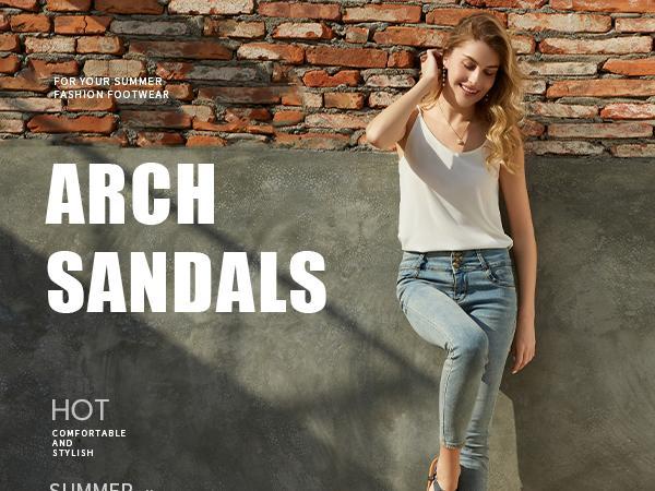 Athlefit Women's Comfortable Orthopedic Sandals Thong Dressy T-Strap Orthotic Casual Summer Arch Support Sandals