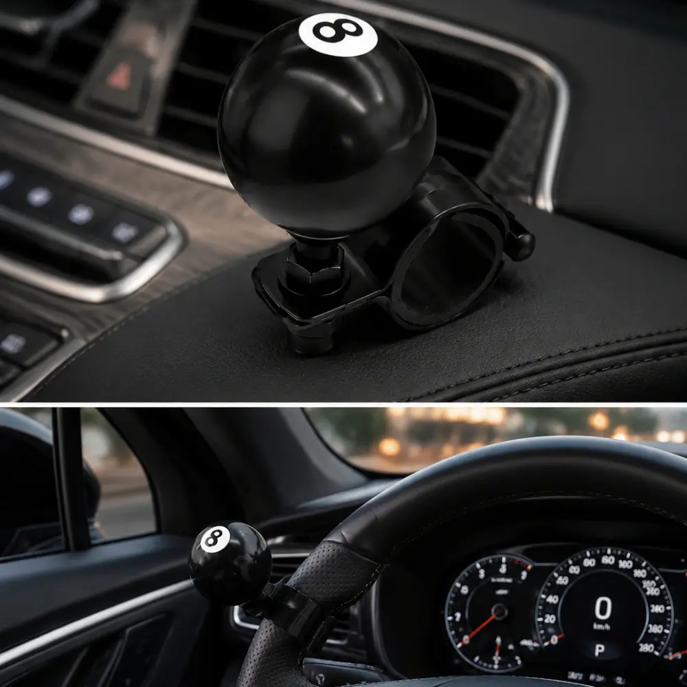 Universal 8 Ball Steering Wheel Spinner Knob 360 Rotation Car Turning Assist Heavy Duty Fit Most Vehicles 1PC