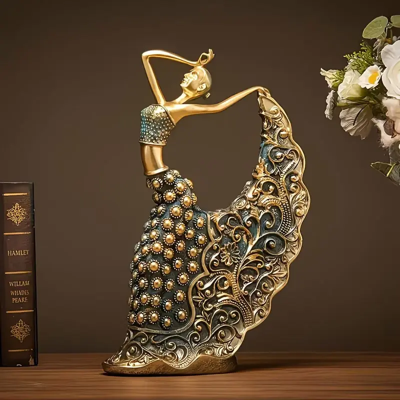 One statue of a peacock dancer, resin vintage dancer sculpture, handicraft home decoration, peacock dance handicraft decoration, entrance decoration for wedding room and living room cabinet, Christmas, holiday gift