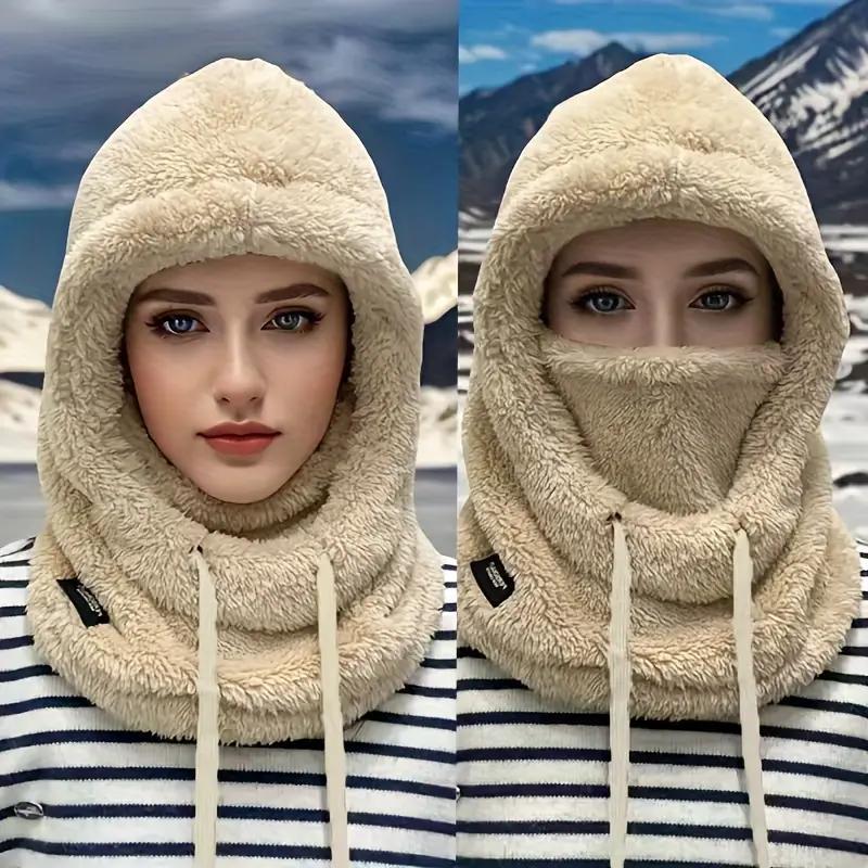 Unisex Thick Fleece Neck Mask One-Piece Hat - Windproof Ear Protection Cotton Cap - Winter Warm for Cycling & Daily Wear - Perfect Christmas Gift