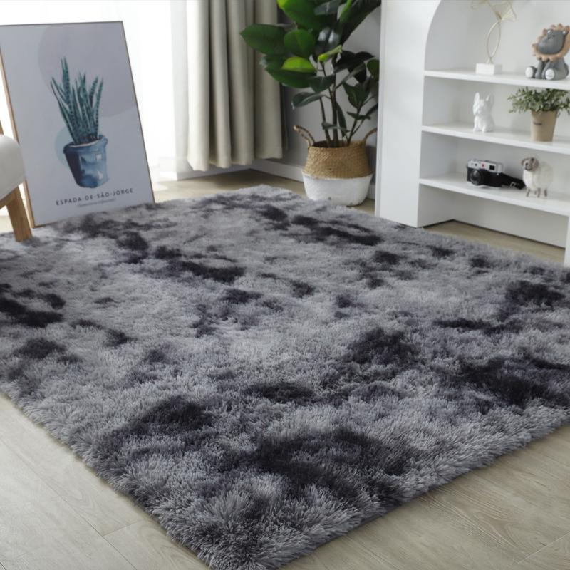 Washable Long Plush Tie-Dye Gradient Home Rug for Living Room, Bedroom, Sofa Side, Bedside and Bay Window