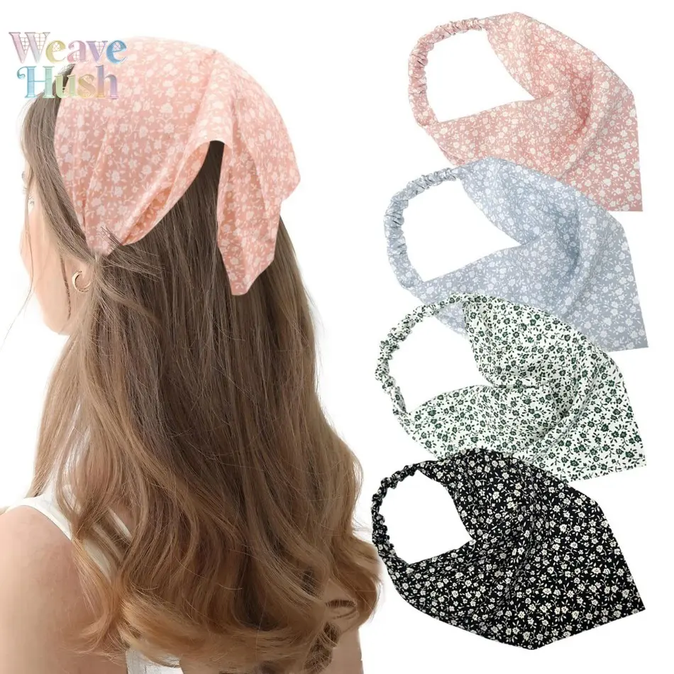 Floral Print Boho Headbands for Women, 5-Pack of Wide Bands for Female Beach Outfits & Outdoor Sports, Elastic Bands, 5Pcs, Sporty Sport Rainwear