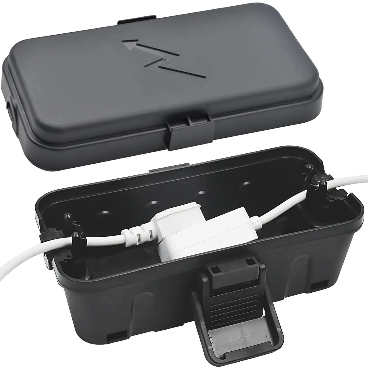 Small Weatherproof Electrical Connection Box(Inner 5.5 x 3 x 2.2inch),Outdoor Electrical Box,Waterproof Extension Cord Covers for Plug, Extension Cables, Holiday Lights,Black