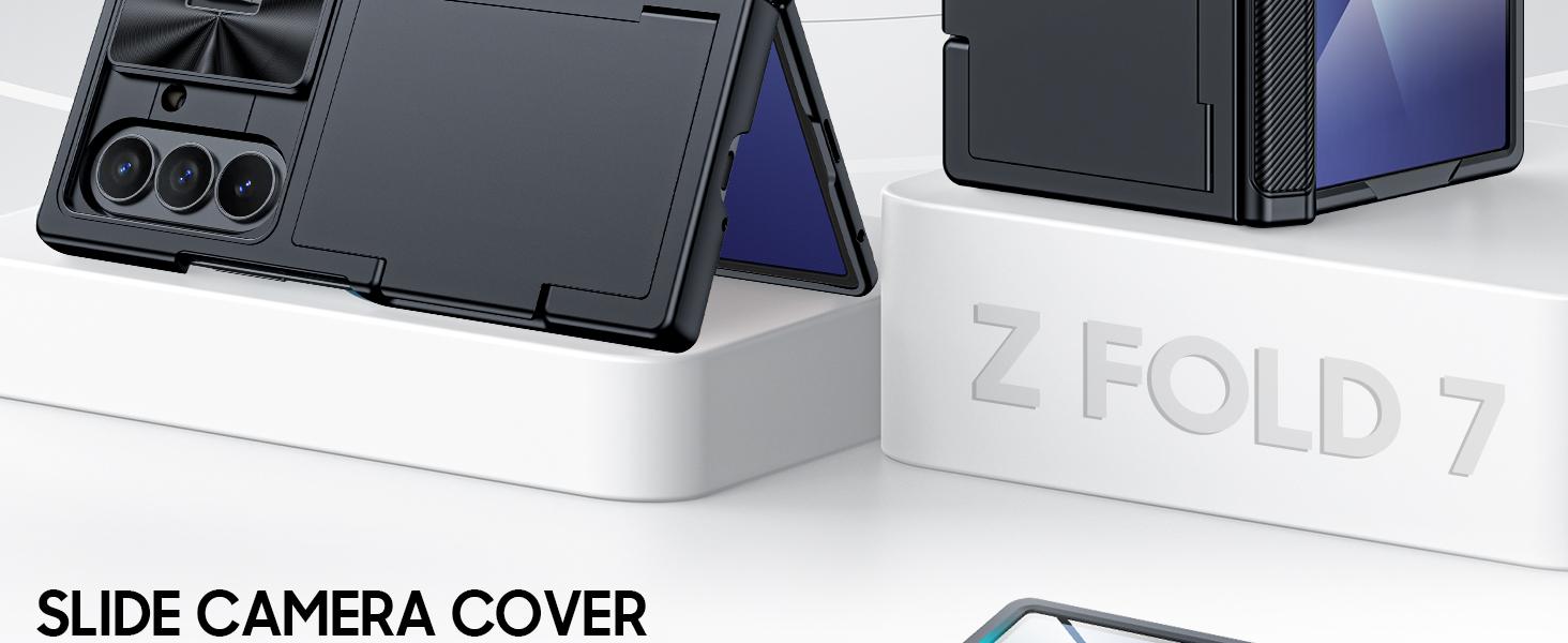 for Samsung Galaxy Z Fold 7 Case RFID Wallet with Cards Holder [Hinge Cover] [Camera Cover] Shockproof Silicone Protective Phone Case for Z Fold 7 2025-Black
