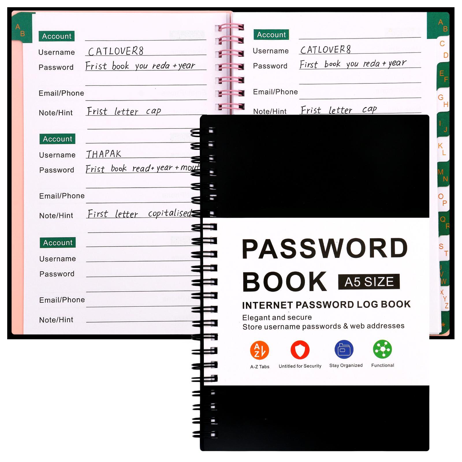 Password Book with Alphabetical Pages, A5 Password Logbook and Workbook Journal, Website Password Keeper, Personalized Logbook for Secure Data Management #GLOBAL PICKS