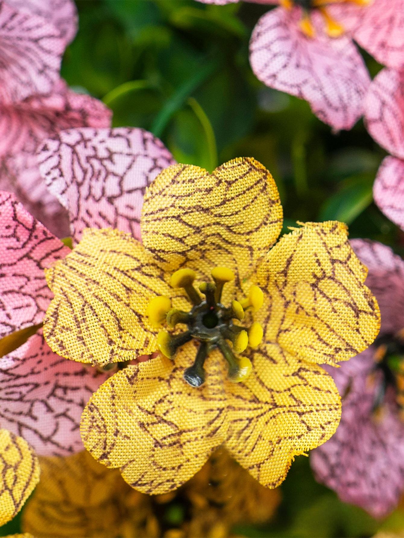 Violet artificial flower hanging basket, iron art hanging decoration, flower basket pendant for wall, door, and outdoor decoration, artificial plants and fake flowers