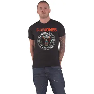 Men's Ramones Vintage Eagle Seal Slim Fit T-Shirt Black Ramones Presidential Seal Distressed Graphic Tee Men’s Classic Punk Rock Short Sleeve Crew Neck Casual Top