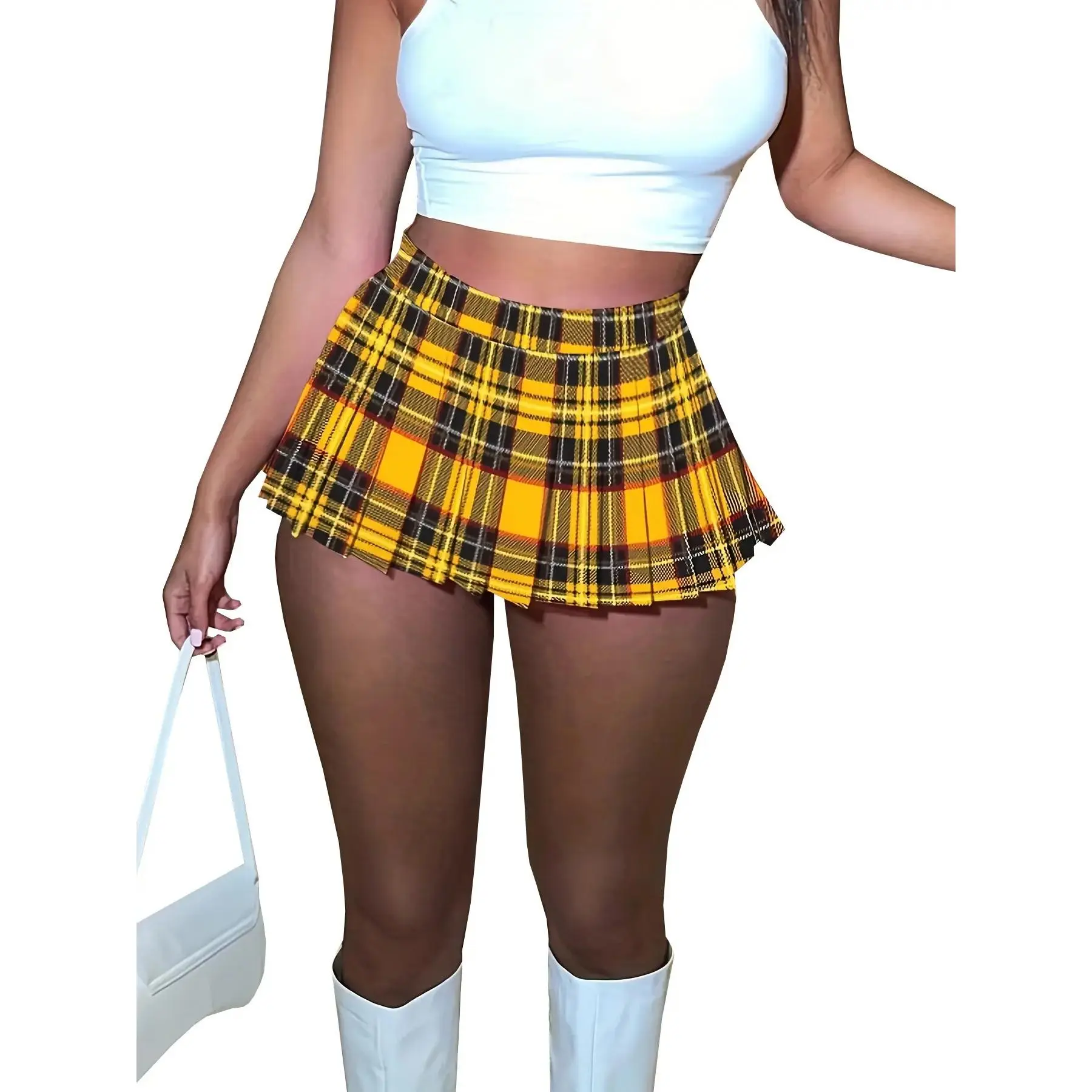 Women's Plaid Mini Skirt, Hot Skirt, Casual Fitted Pleated Design, Valentine's Day Fashion, Short Zipper Skirt, Trendy Flirty Skirt, All Seasons Wear