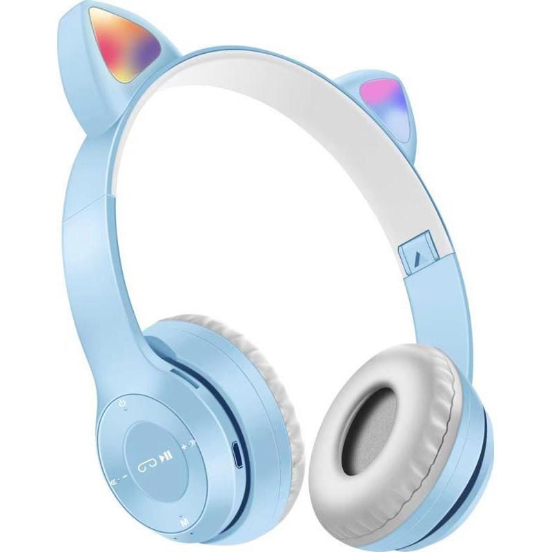 Cat Ear Glowing Bluetooth Headphones Cartoon Student Wireless Gaming Over-Ear Headset