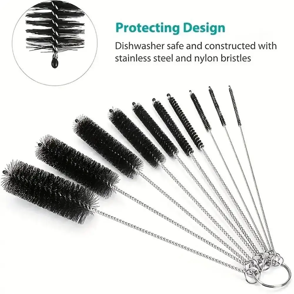 Bottle brush cleaning brush, 10-piece set, reusable multi-functional bottle brush