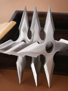3-Piece Star Metal Ninja Shuriken Cosplay Set, Anime Collectible Decor, Halloween Party Gift, Outdoor Practice Tool