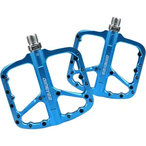 Bike Pedals 9/16" Aluminum Alloy, 110x110mm Wide Platform with Chromoly Axle & 1DU+1 Bearing, Anti-Slip Sandblasted for MTB BMX Ebike Road Gravel, Tool-Free, 4 Colors (Black/Blue/Red/Purple)