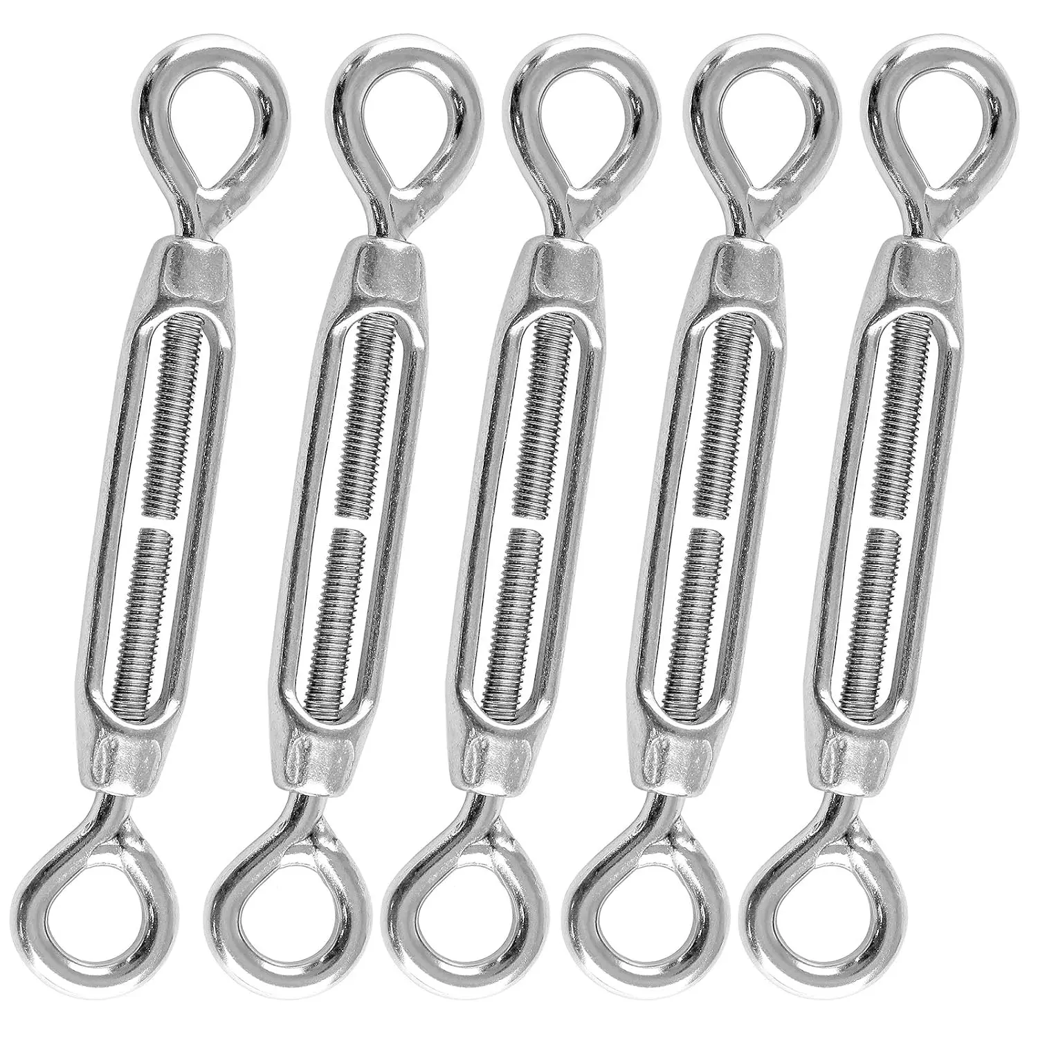M4 Stainless Steel 304 Eye & Eye Turnbuckles, 5 count | Adjustable, Wire Rope Tensioner