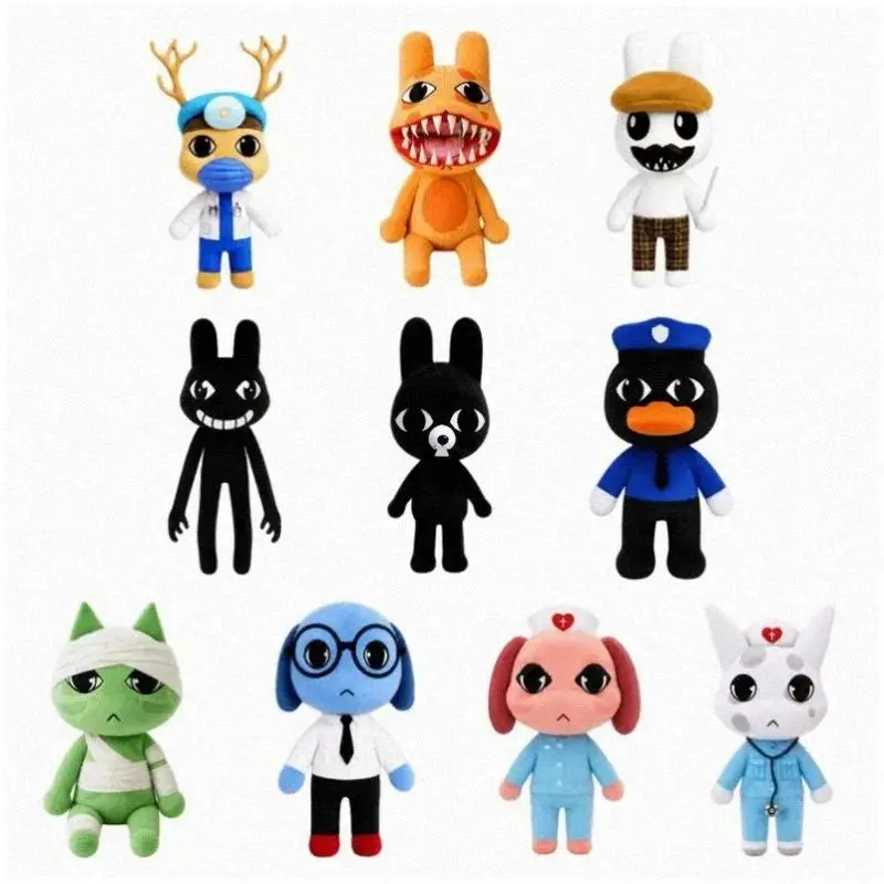 25cm Horror Animal Hospital Plush Toy Blue Dog Soft Stuffed Cartoon Doll Collectible For Adult Fans Home Decoration Cuddly Gift