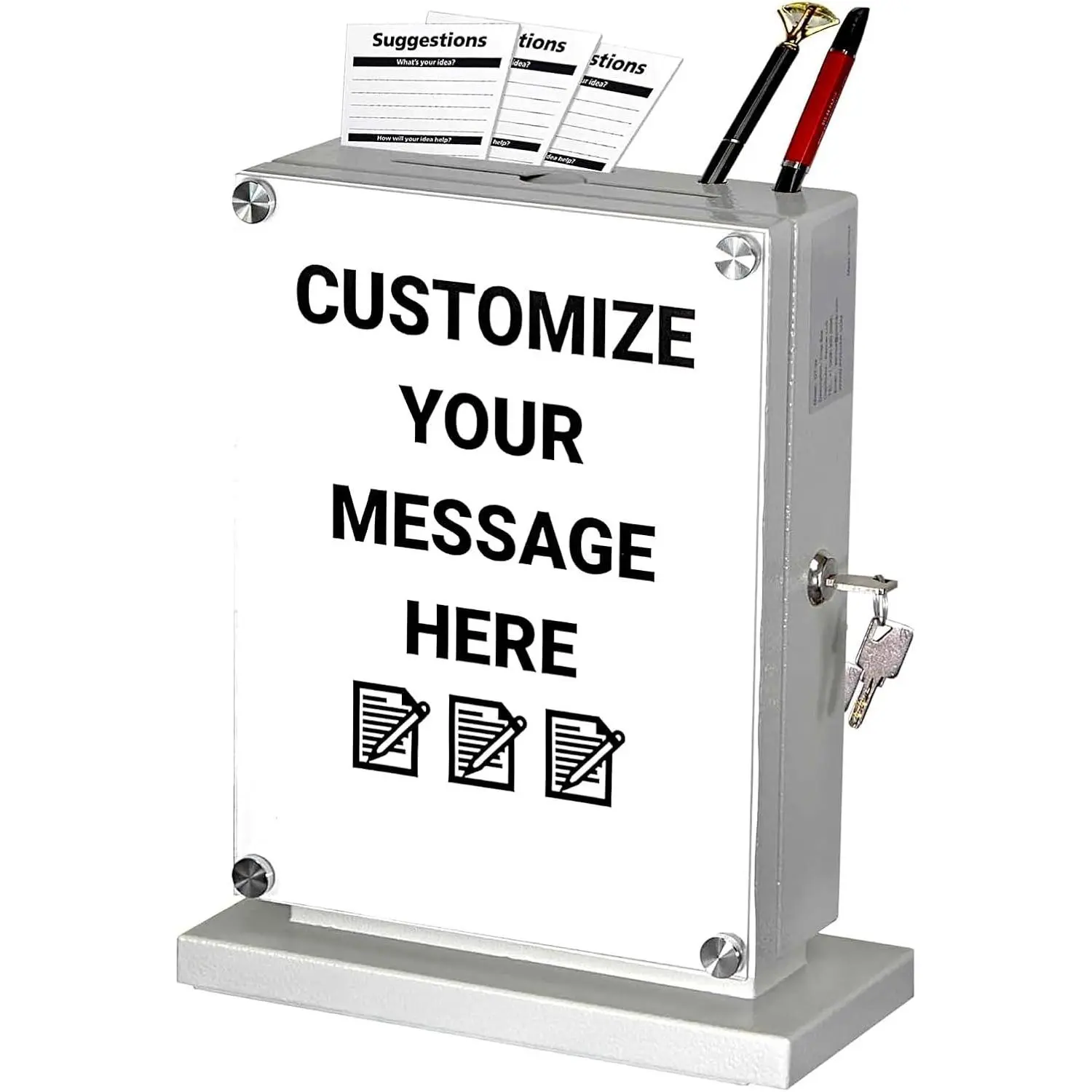 Suggestion Box with Lock and Wall Mount Option - Use as Offering Box, Tithe Box, Prayer Request Box, Tip Box, Donation Box and Ballot Box
