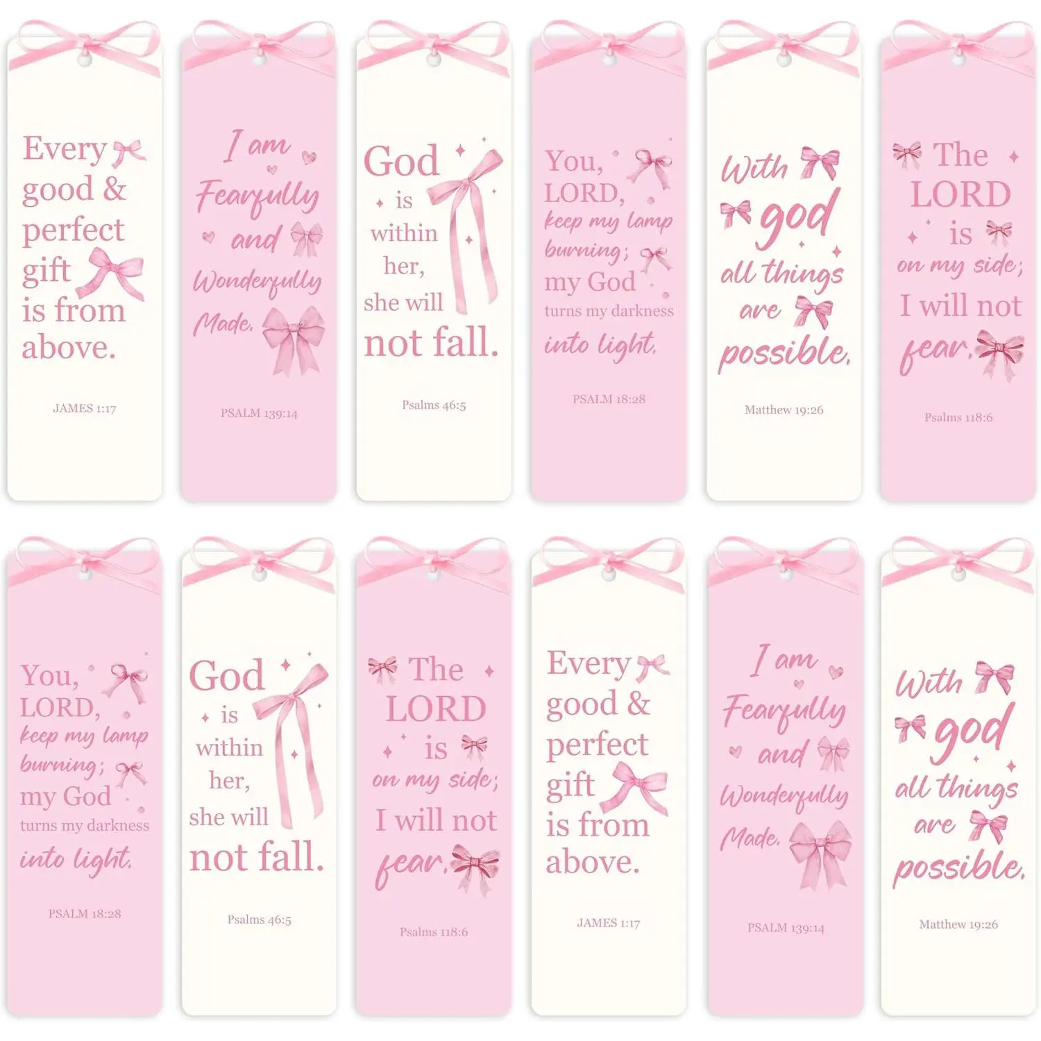 Religious  Bow Bookmark - 12 count Christian  Bow Paper Bookmark with Ribbon for Girl Reading Lover, Funny Girl Inspirational  Verses  Page Marker for  Easter Gifts