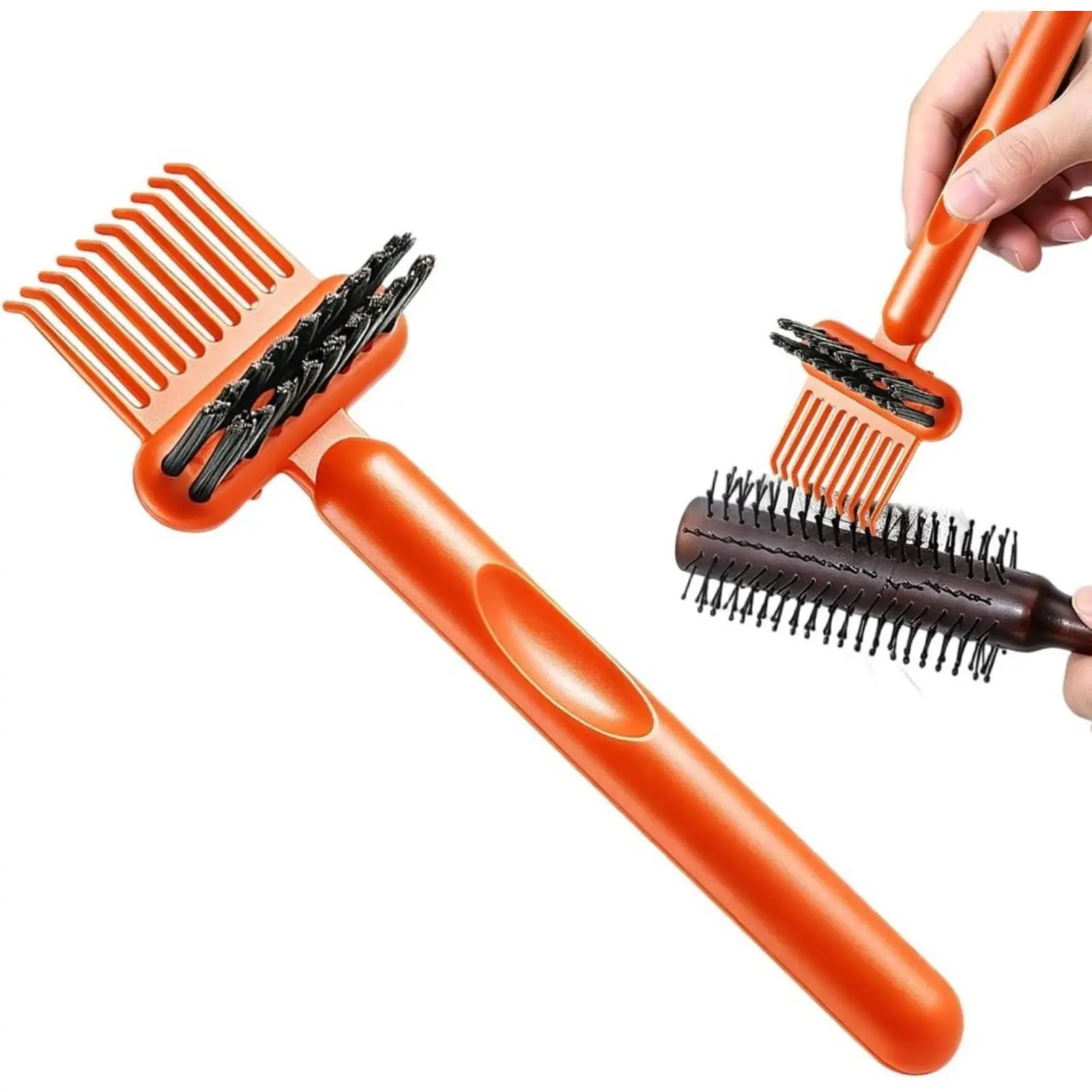 2-in-1 Comb Cleaner with Pick and Bristles, Hair Brush Cleaner Tool Rake for Home Salon Travel Use Effectively Clear Hair Dust Grease and Dirt