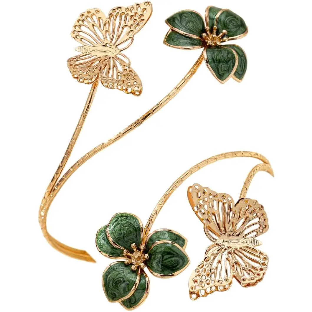 Colorful Flower Arm Cuff Bracelet for Women Adjustable Upper Arm Bangle Coil Swirl Armlet Armband Minimalist Upper Arm Cuff Summer Beach  Gifts Statement Party