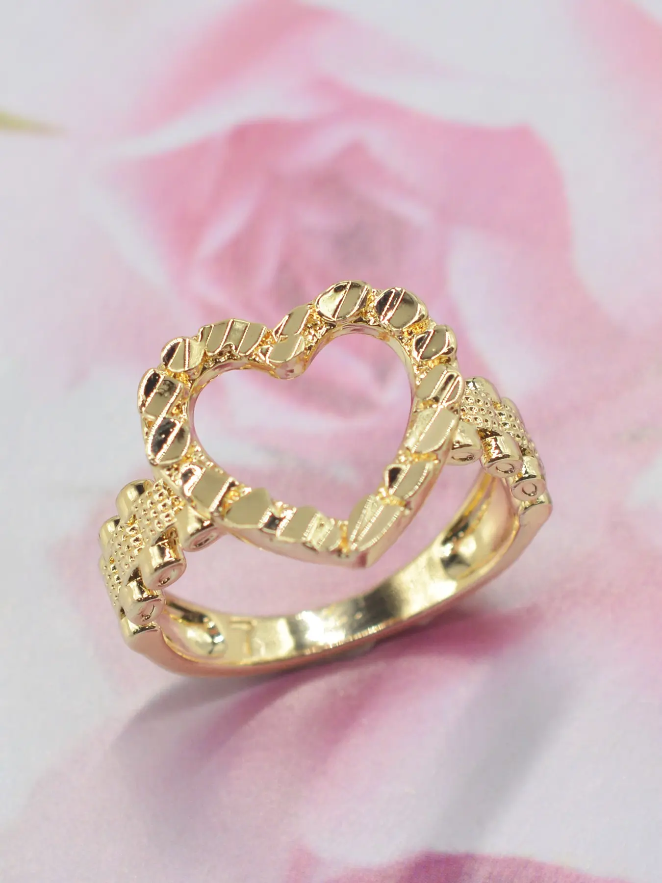Elegant Geometric Heart Ring for Women, Heart Shaped Fashion Rings, Jewelry Rings, Perfect for Daily Wear, Valentine's Day & Christmas Gift, Ideal for Girlfriend, Family, Friends