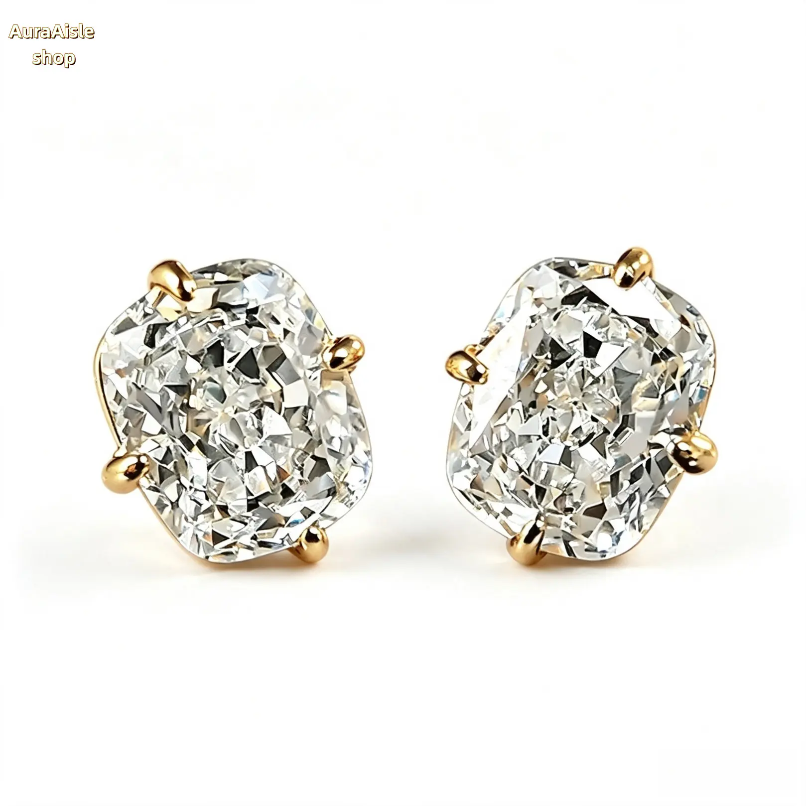 Cushion‑Cut Cubic Zirconia Stud Earrings, Elegant Pierced Ear Jewelry For Women, Sparkly Solitaire Style Accessory For Date Night, Evening Gathering, Daily Outfit, Thoughtful Present For Special Occasions