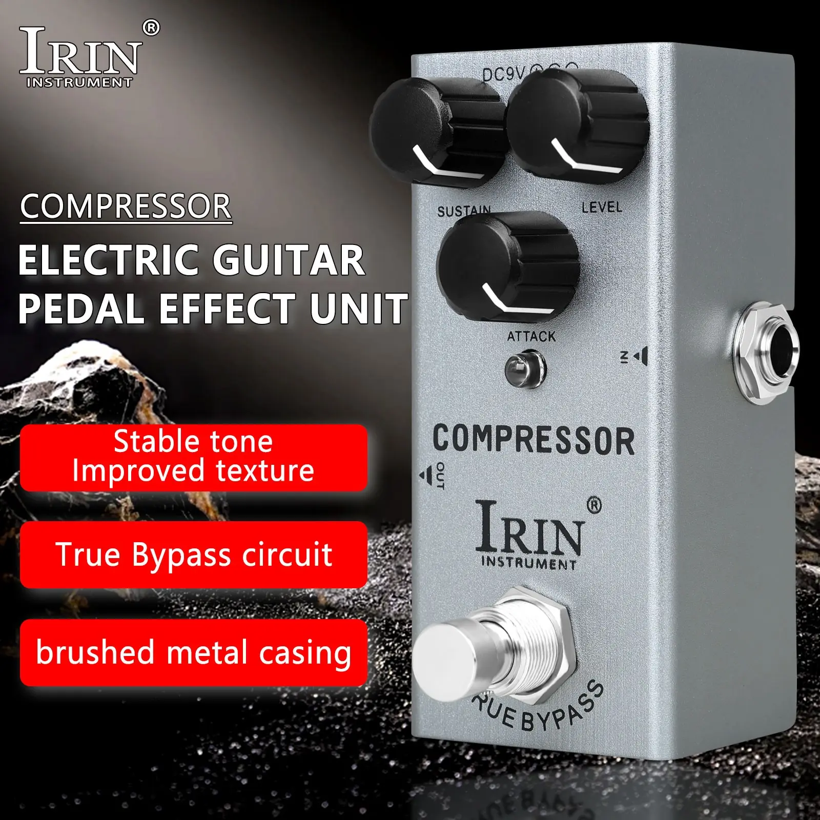Irin Ef-15 Guitar Compressor Pedal, Mini Portable Electric Guitar Simulator, Dynamic Volume Balance, Noise Reduction, Smooth Sound Output