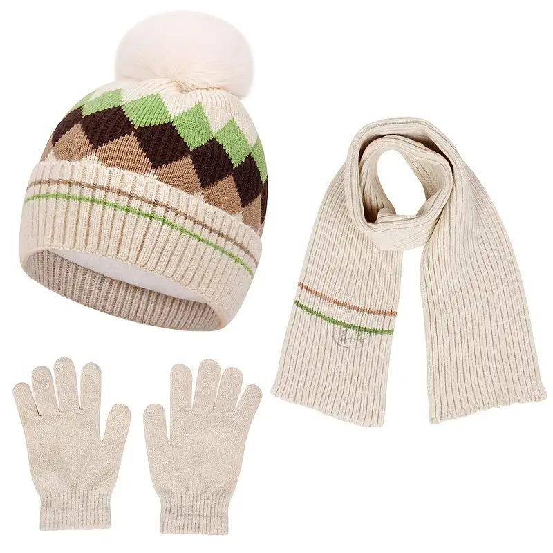 Autumn and Winter Set for Kids: Windproof Warm Gloves, Scarf, and Hat - Outdoor Travel Essentials