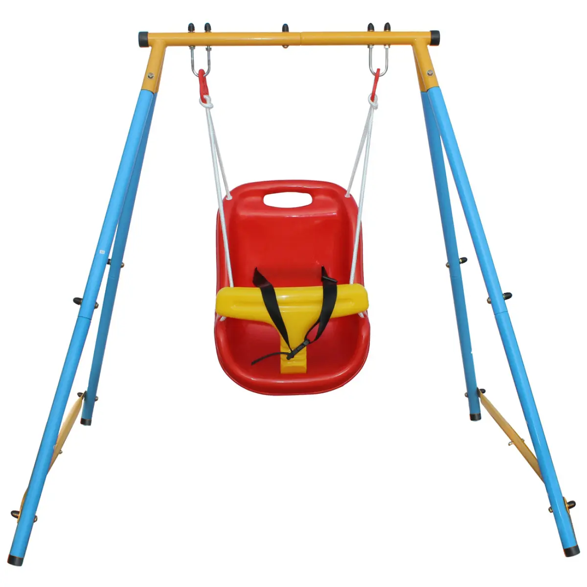 Powder Coated Steel A-Frame Baby Swing Set, 55LBS Load Safety Swing Seat, ASTM Certified Portable Toddler Swing for 9-36 Months, Indoor Outdoor Backyard Play Equipment