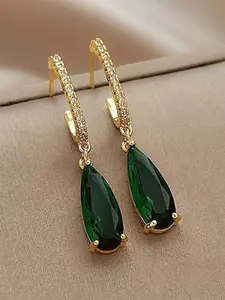 1 Pair Fashion Green Cubic Zirconia Drop Earrings CZ Earrings Dangling Earrings For Women For Wedding Engagement Anniversary Party Jewelry Valentine's Day Gift