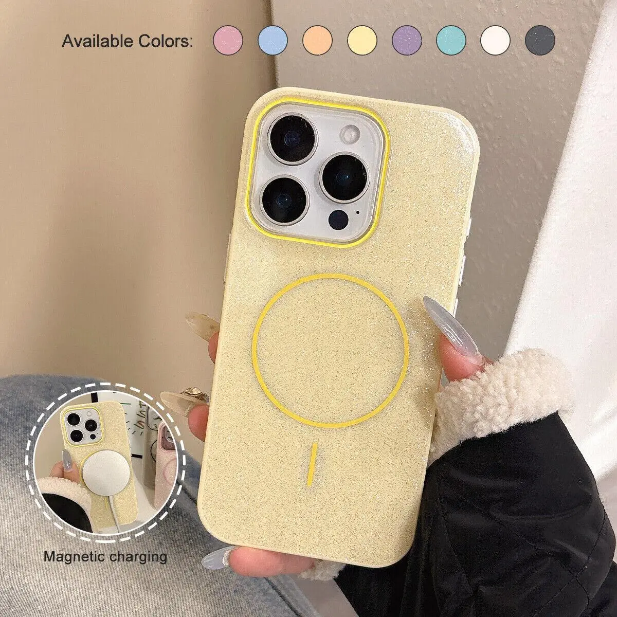Bling Glitter MagSafe Case for iPhone 17 Pro Max 16/15/14/13/12 Pro Shockproof Magnetic Sparkling Protective Cover, Stylish Design Case for Girls and Women