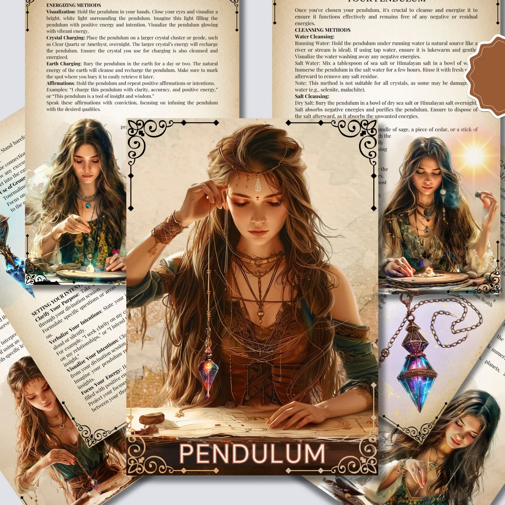 Pendulum Divination Guide, Grimoire Pages & Charts, Spiritual Notebook for Adults, Beginner Friendly, Essential Tool for Spirituality Enthusiasts