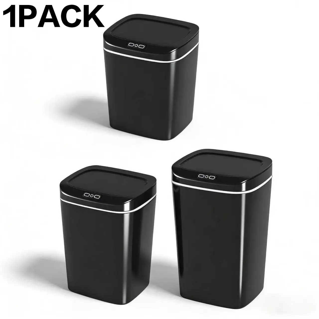 Single Pack Touchless Trash Can, Automatic Trash Can, with Motion Sensor, Wave & Knee Activation Instant Response, Airtight Odor Sealing Garbage Bin, 3 Capacity Options, 2 AA Battery Powered, for Kitchen Bathroom Bedroom Living Room