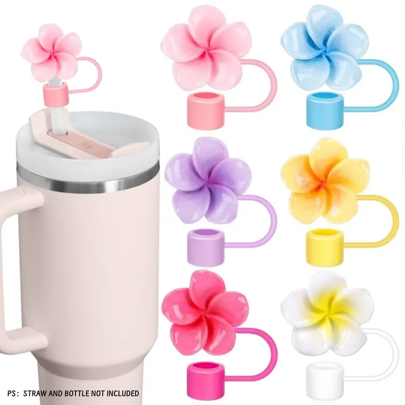 Flower Shaped Straw Cap, Straw Spout Lid, 6 Counts Silicone Straw Dust Cap, Universal Straw Cover for Cup, Sports & Outdoor Accessories, Straw Lids