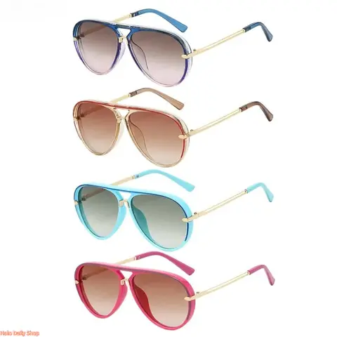 Unisex 4-Pack Retro Aviator Sunglasses - Classic Metal Frame, Multi-Color Gradient Lenses, Lightweight Sun Protective Casual Shades, Comfy Wearing, Retro Aviator Vibe, Versatile All-Match for Driving, Outdoor Travel
