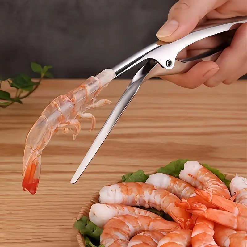 Stainless Steel Shrimp Peeler and Line Picking Knife, Professional Kitchen Tool for Peeling Big Shrimp Shells, Seafood Processing Essential