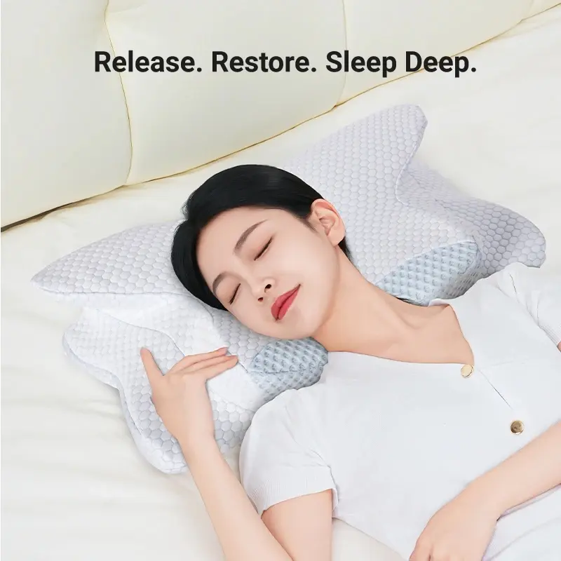 Butterfly Ergonomic Memory Foam Cervical Pillow for Neck Pain Relief Orthopedic Contour Bed Pillow for Side and Back Sleeper