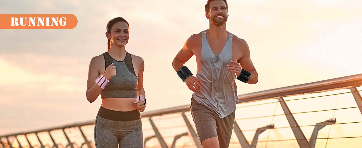 AGS Ankle Weights Set of 2 (1 lb/2 lb Each) for Women Men Adjustable Wrist Bracelet for Home Gym Weighted Bangles Wristbands Leg Arm Weights for Walking Swimming Running Pilates Yoga Gym