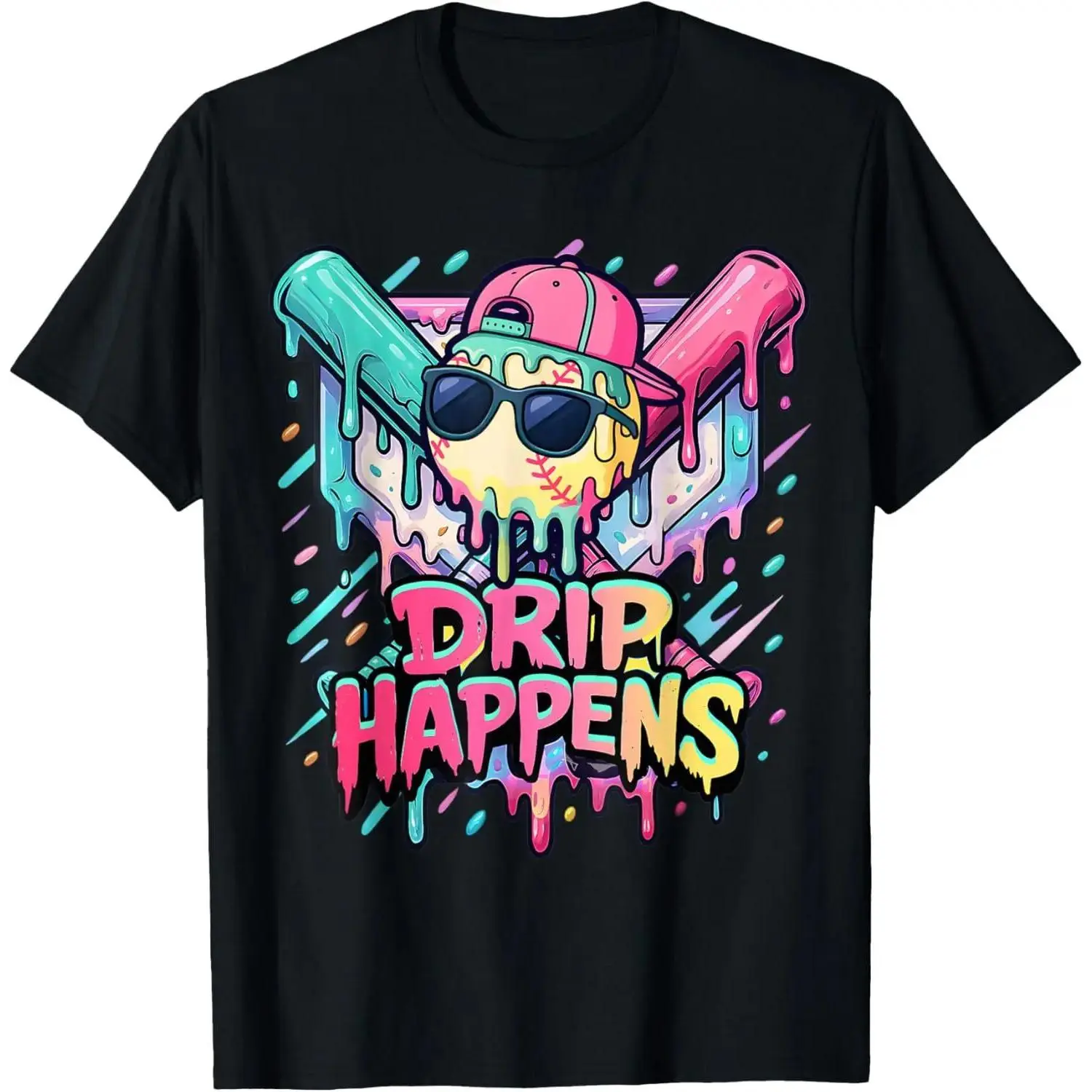 Baseball Life Style 101 Apparel Drip Baseball Mans T-Shirt Cotton Fabric