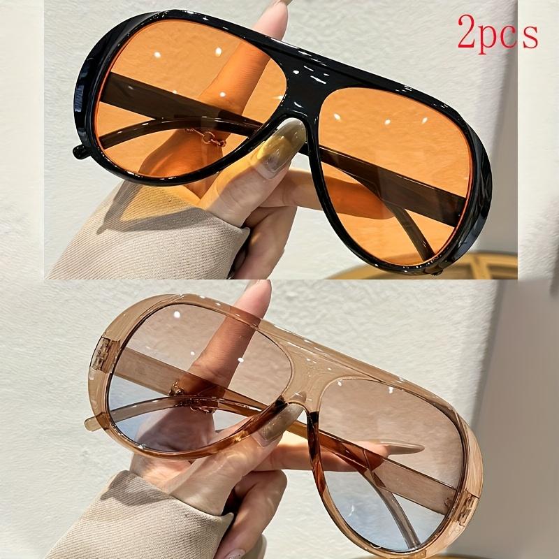 2pcs Set: Oversized Frame Design, Multiple Color Options, Stylish Large Frame Glasses