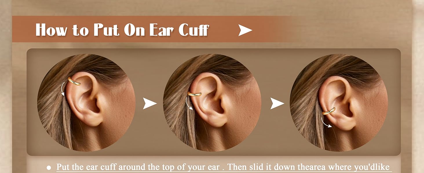 CASAIECA  14K Gold Plated Ear Cuff Earrings for Women Non Piercing - Hypoallergenic Ear Cuffs 14K Silver/Gold Plated Non Tarnish Clip on Cartilage Earrings Fake Earring Set Trendy Jewelry