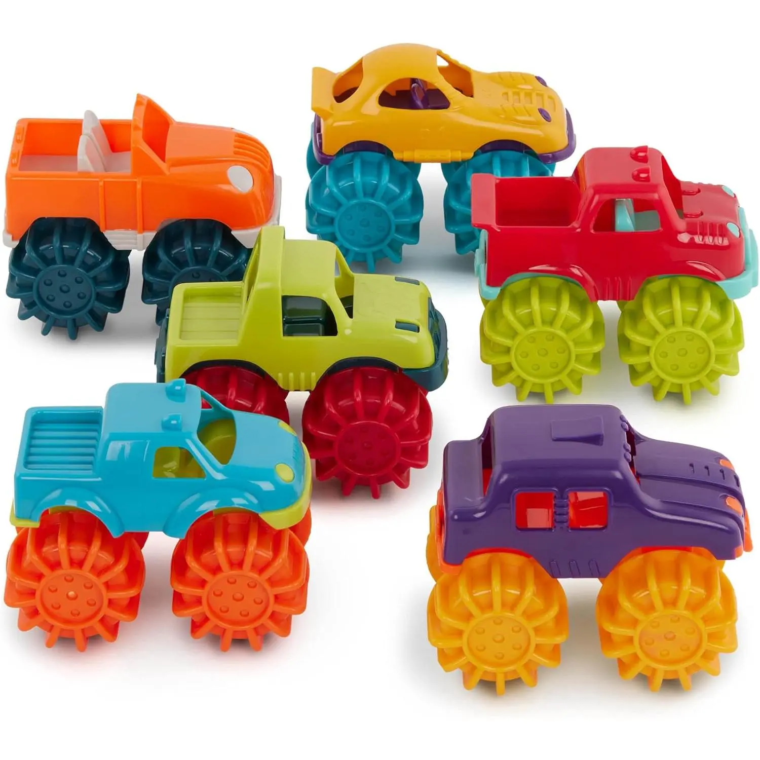 Plastic Toy Cars – 6 Pack & Storage Bag – Colorful Toddler Trucks – Easy to Clean – 2+ Years – Mini Monster Trucksfidget toys